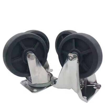 Black Stainless Steel Swivel Castor Wheels Heavy Duty 50mm Tread Width Heat Resistant