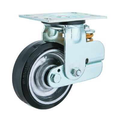 8 Inch Heavy Duty Industrial Automobile Cars Manufacturer Spring Loaded Shock-Absorbing Rubber Caster Wheel with Aluminum Core
