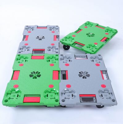 Logistics Transport  Material Handling Virgin Plastic Platform Connect Universal Trolley Cart Industrial Pull Handle Plastic Moving Platform Interlocking Dolly Cart Trolley