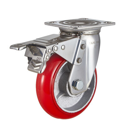 OEM Service Customized Stainless Steel Casters 4/5/6/8 Inch Aluminum core cast PU Castor Wheel