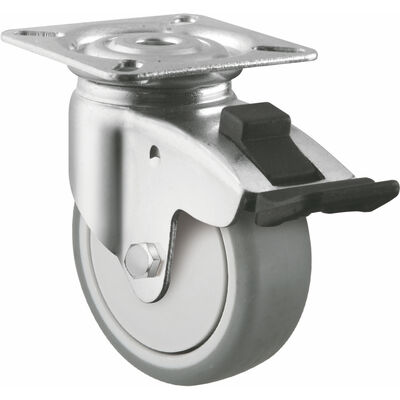 Stainless Steel SUS304 Institutional 50mm Ball Bearing Castor Thermoplastic Rubber Anti-rusting Caster Wheel