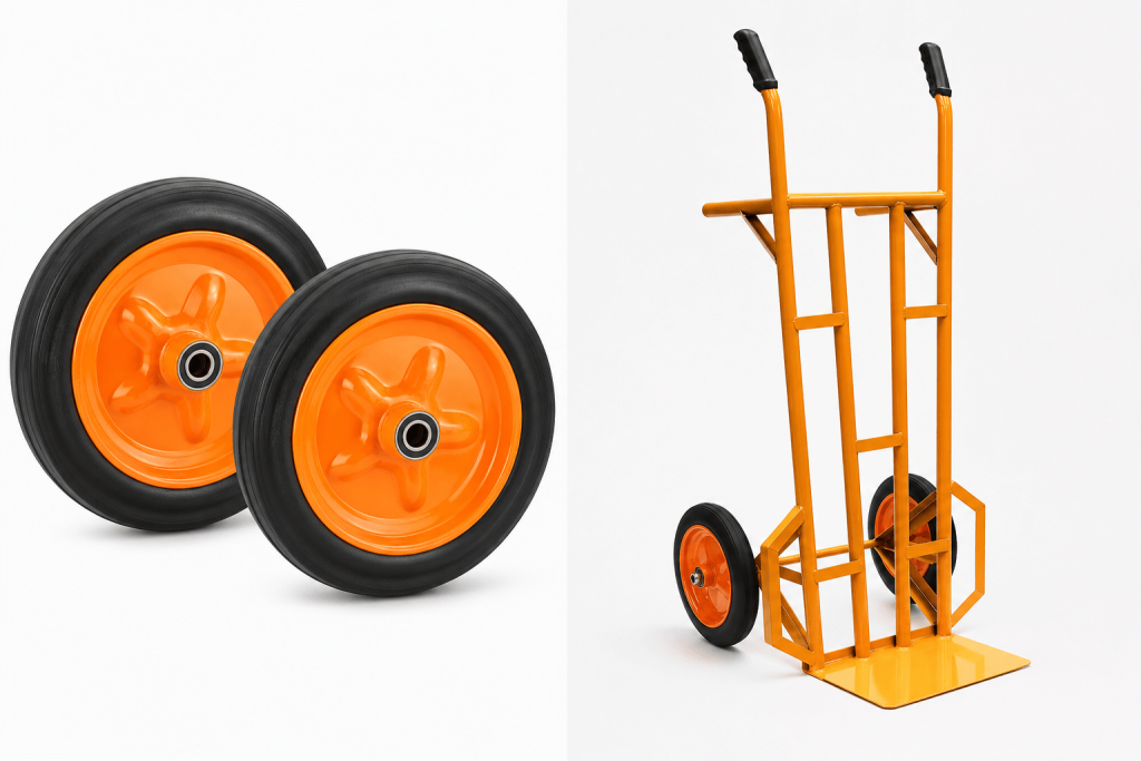 Solid rubber wheels vs pneumatic wheels for material handling