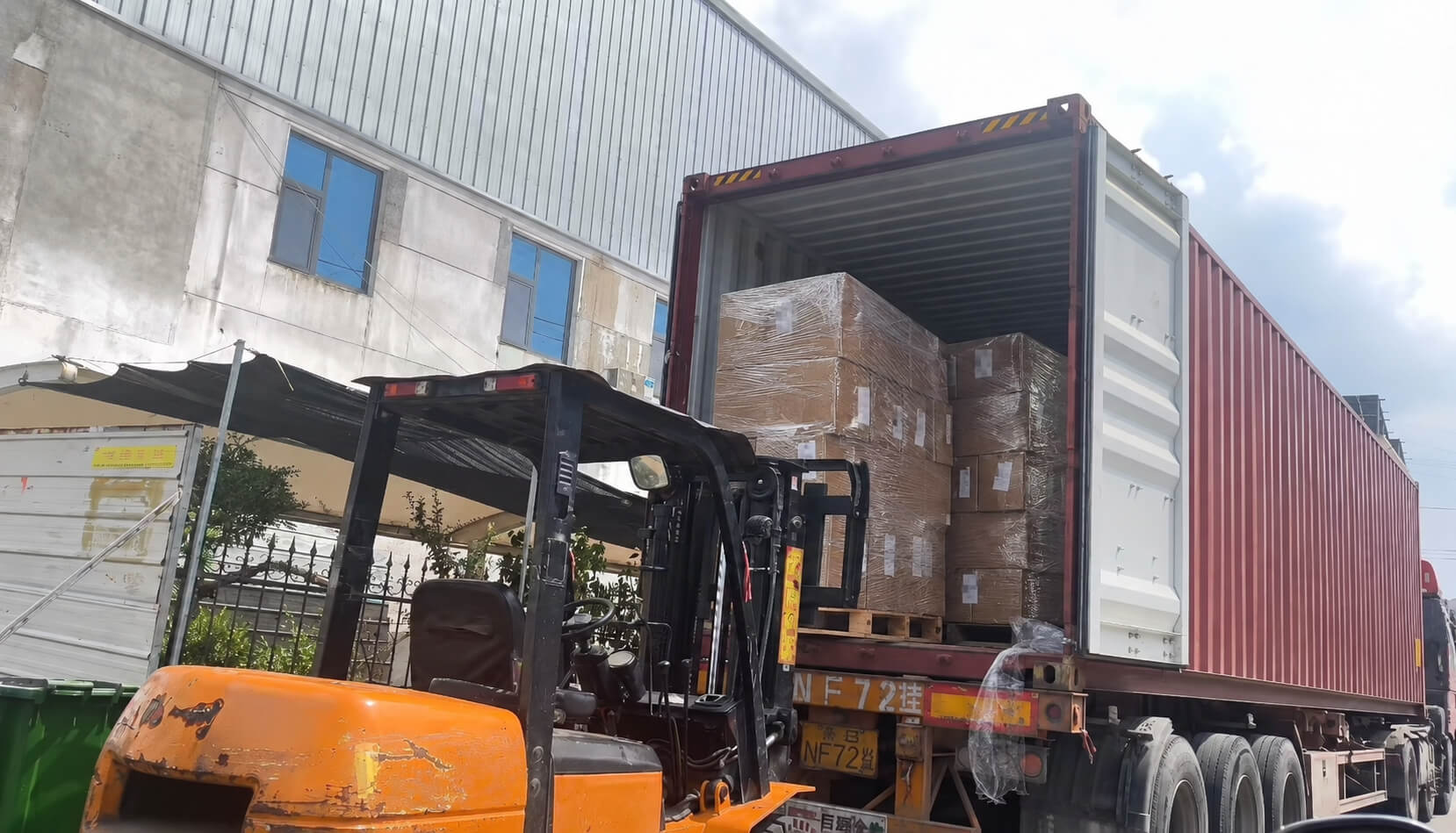 Caster wheels packed and loaded for international shipment